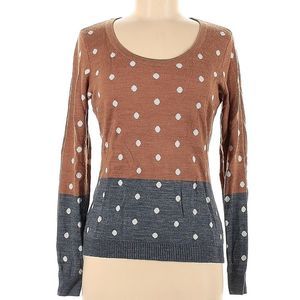 The Limited Size Medium Pullover Sweater Colorblock Polkadot Brown Gray wool mix